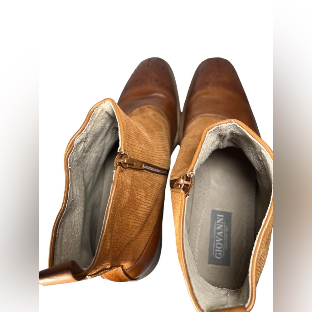 Giovanni Kendrick Leather Ankle Boot Tan Mens 13 Wool Felt Accent - Picture 7 of 11